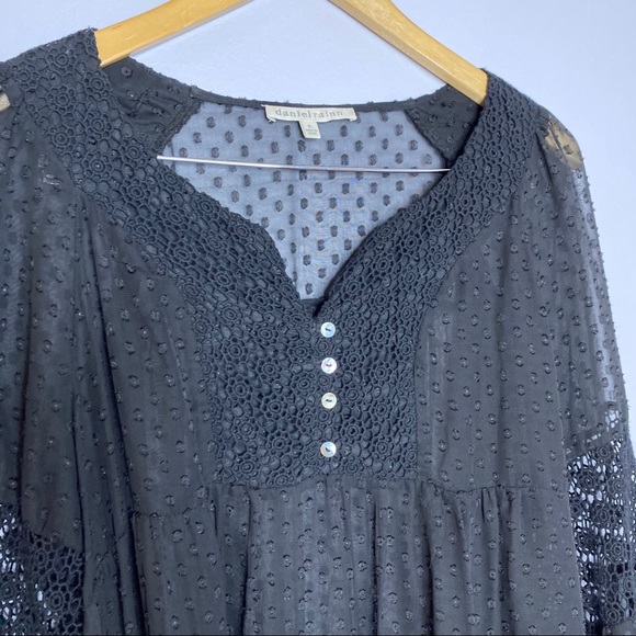 Daniel Rainn Swiss Dot Lace Black Tunic - Picture 3 of 6